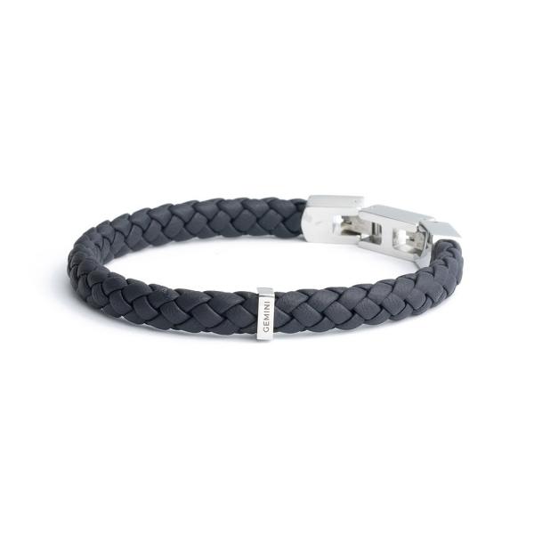 Einzelnes Armband aus blauem italienischem Nappaleder mit versilberter Oberfläche - Una Blue